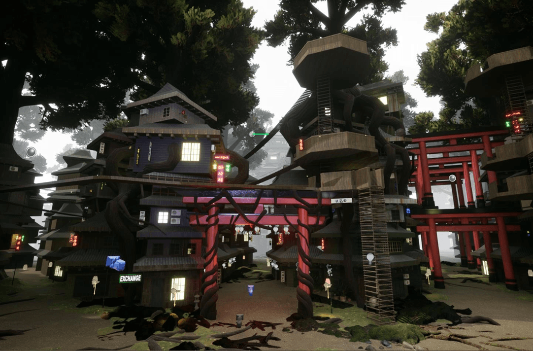 Wood City Main Square in Unreal Engine with Textures