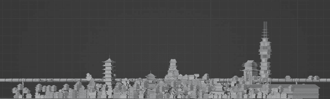 Wood City Model Side View